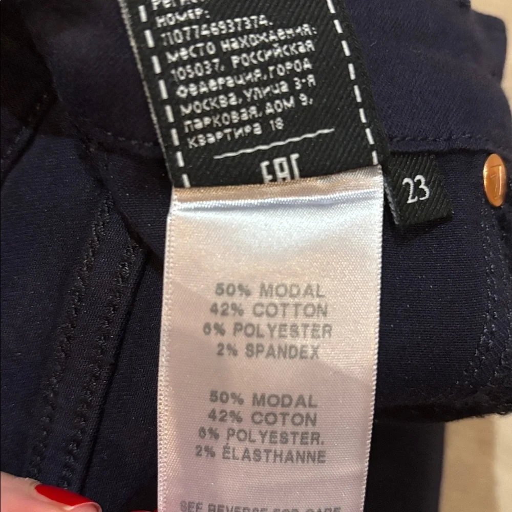 7 for all mankind coated cotton blend high waist ankle super skinny jeans sz.23